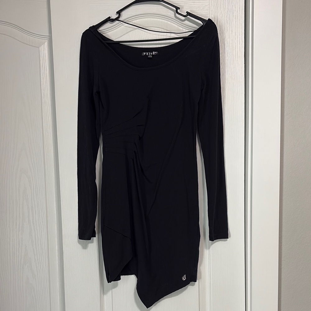 Volcom Black Asymmetrical Long Sleeve Dress